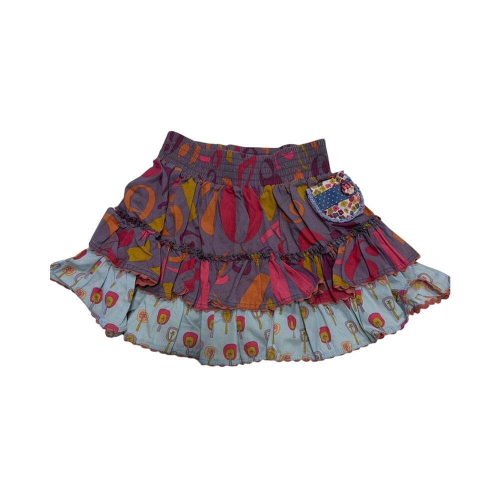 Matilda Jane Girls Size 4T Multicolor Ruffle Skirt Lollipop Print Patchwork
